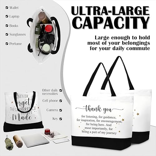 Vista 3 de Cunno 6 bolsas de agradecimiento a los empleados, lienzo de agradecimiento para mujeres, regalo de Navidad inspirador para equipo, profesor