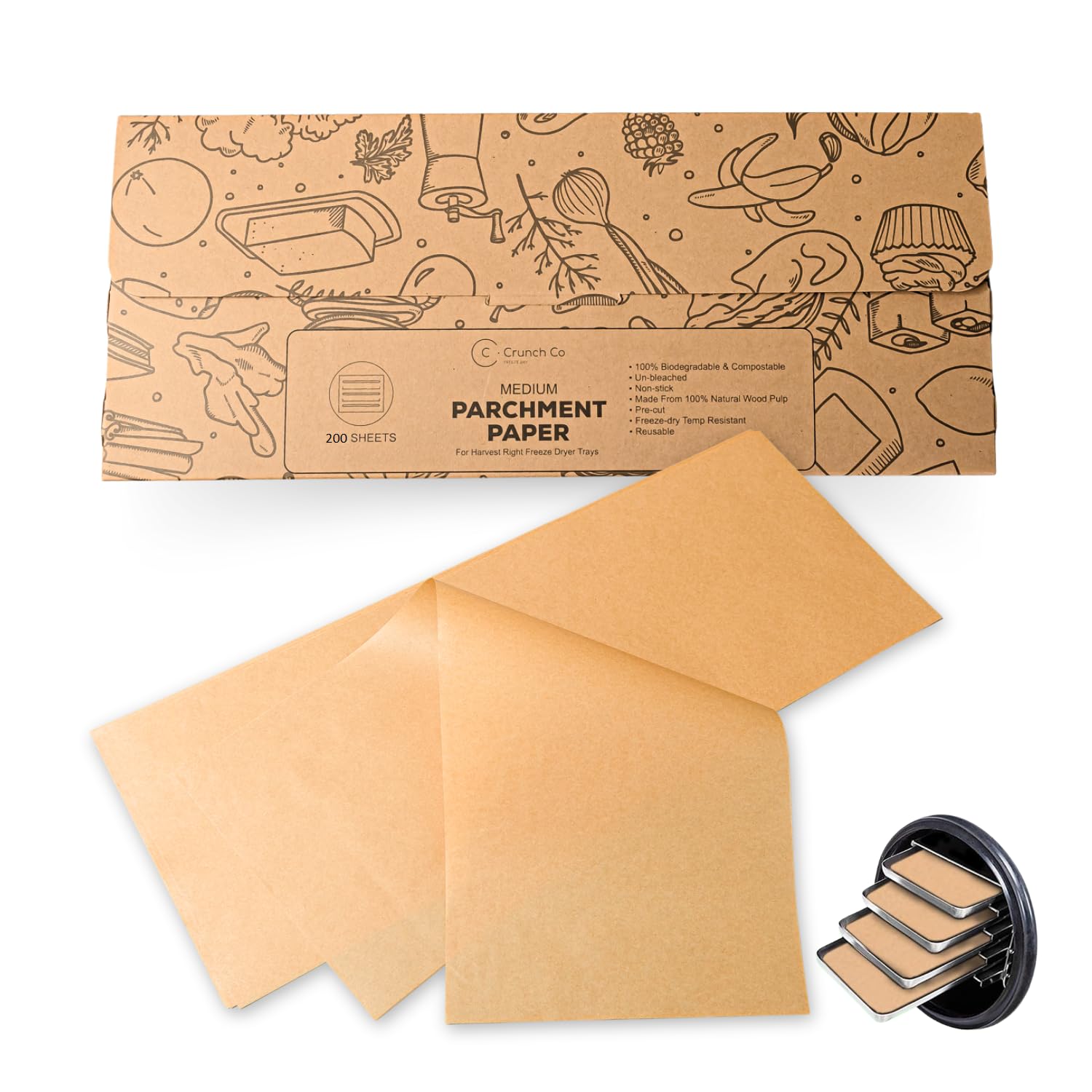 Amazon.com: Crunch Co. 200 pack Parchment Paper For Harvest Right