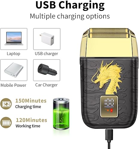 Miniatura 4 de HIENA PRO Afeitadora profesional de papel de aluminio para hombres, recortadora eléctrica doble, recortadora de precisión inalámbrica de cabeza