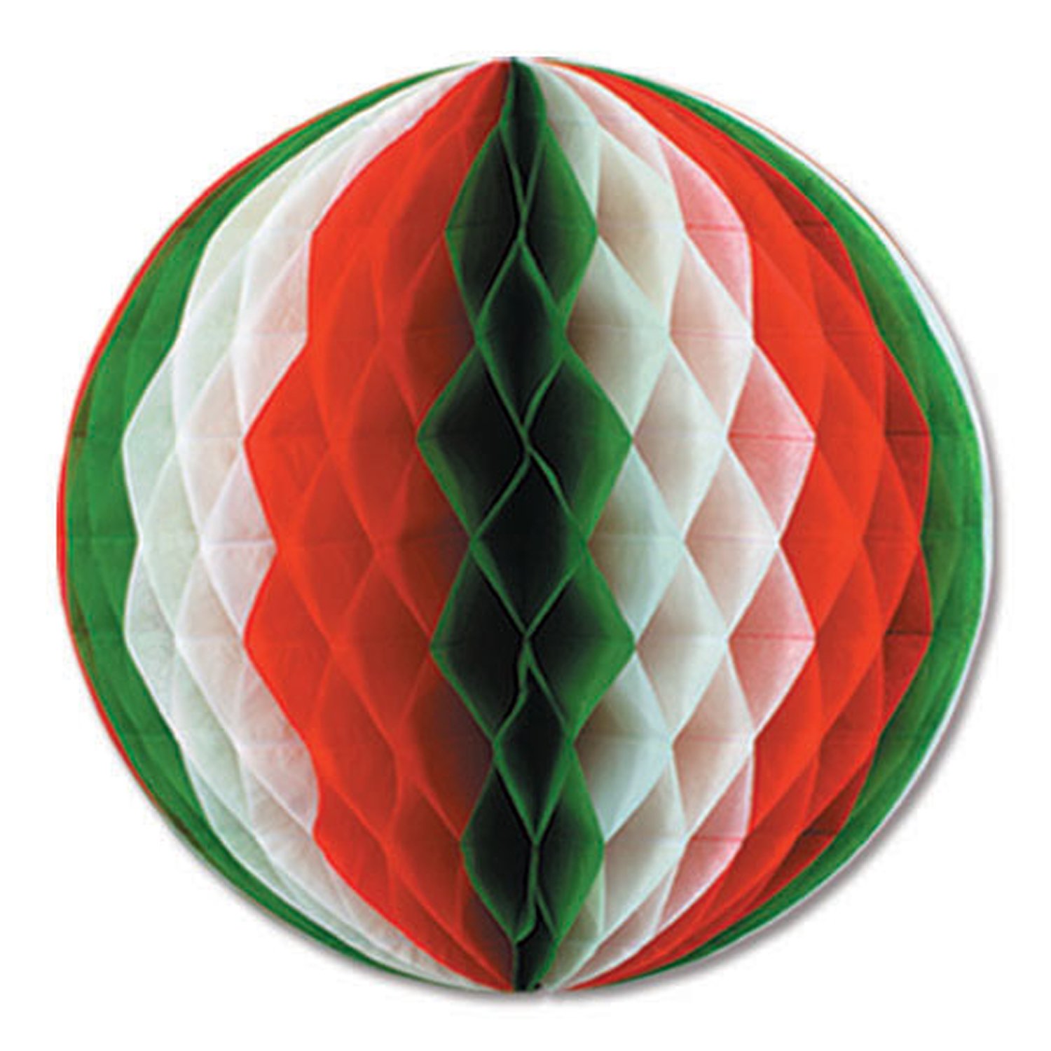 Beistle 55901-RWG kulka bibułkowa, 30 cm (czerwony/biały/zielony)