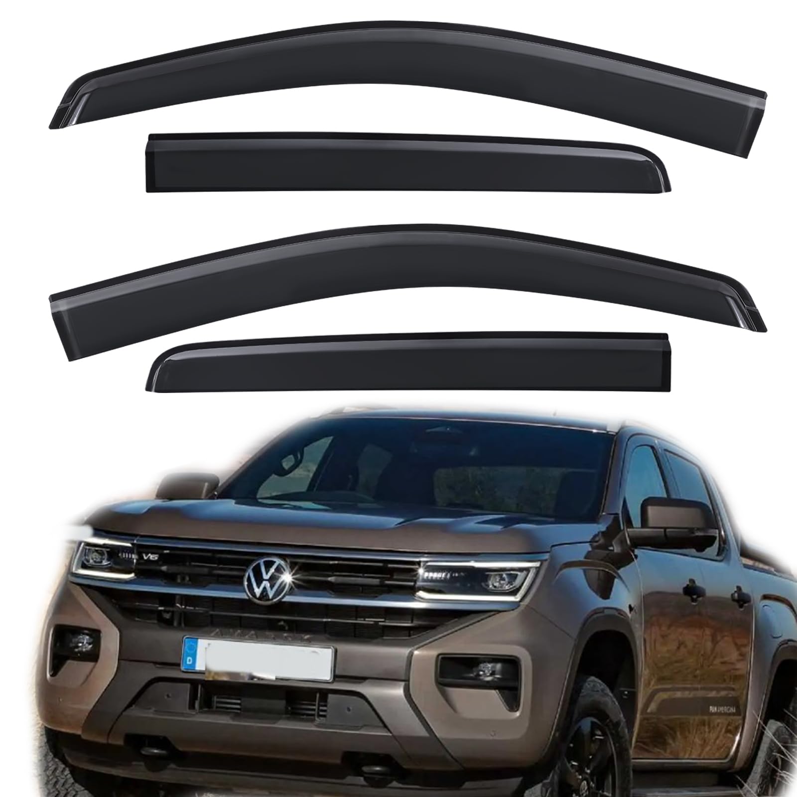 Windabweiser für Volkswagen VW Amarok 2023-2026 Doppelkabine V6 Aventura Trendline Startline Highline Tinted Kleben Regenabweiser (Amarok 2023-2026)