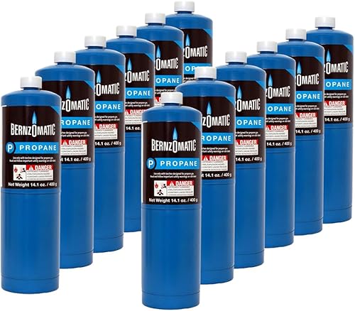 Tiptop Home Cilindro de propano de 14.1 oz. Paquete de 12 cilindros de acero azul bernzomático