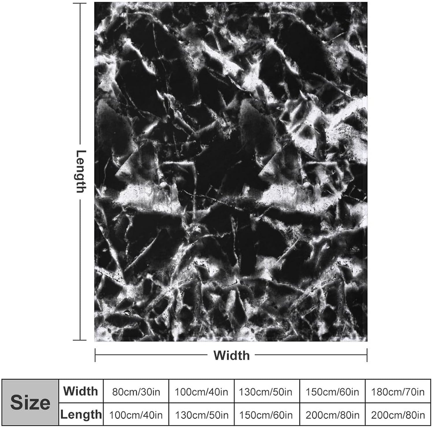 Black and White Black Marble Blanket Luxury Cracks Print Comforter Lightweight Fleece Fuzzy Picnic Travel Office Double-Sided Campany Bed Sofa Couch Camping 40x50 in