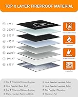 Vista 3 de JUNDUN Bolsa de documentos ignífuga con aislamiento térmico de 5200 ℉, bolsa de dinero impermeable e ignífuga de 14.0 x 10.4 pulgadas, bolsa