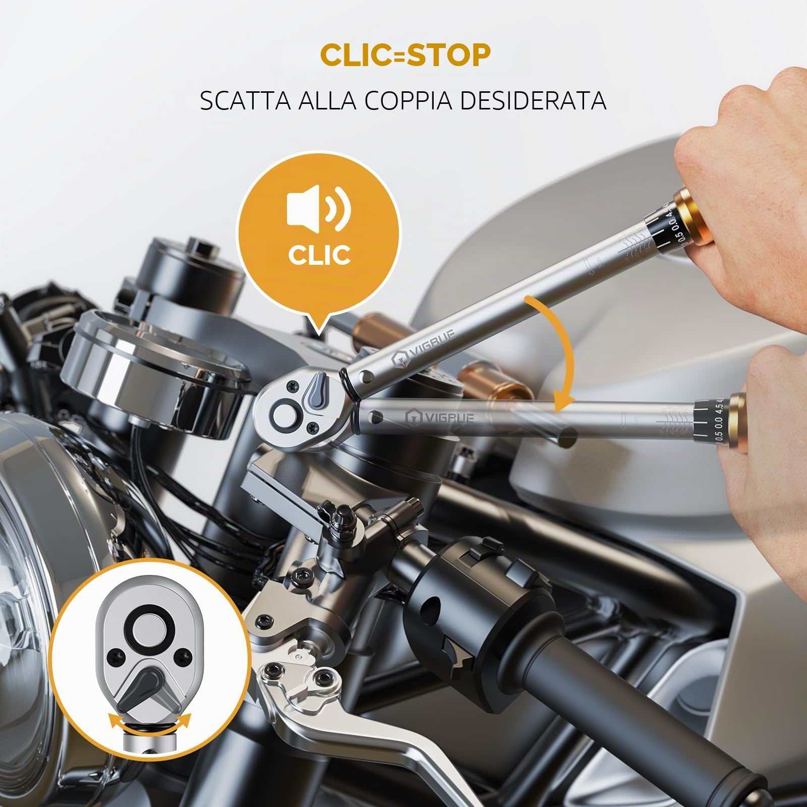 VIGRUE Chiave dinamometrica bicicletta 3/8 pollici, chiave dinamometrica 10-60 Nm ±3% di precisione di errore con asta di prolunga, giunto universale, manicotto per candela, punte per bicicletta, moto