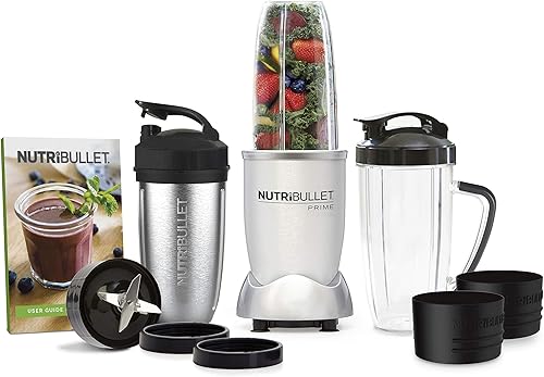 NutriBullet Edición PRIME de 1000 vatios, sistema mezclador de alta velocidad de 12 piezas, incluye taza aislada de acero inoxidable y libro de