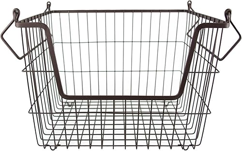 Miniatura 3 de DII - Cubo de almacenamiento apilable de malla de alambre de metal, pequeño, 28 x 28 x 15 cm, gris frío