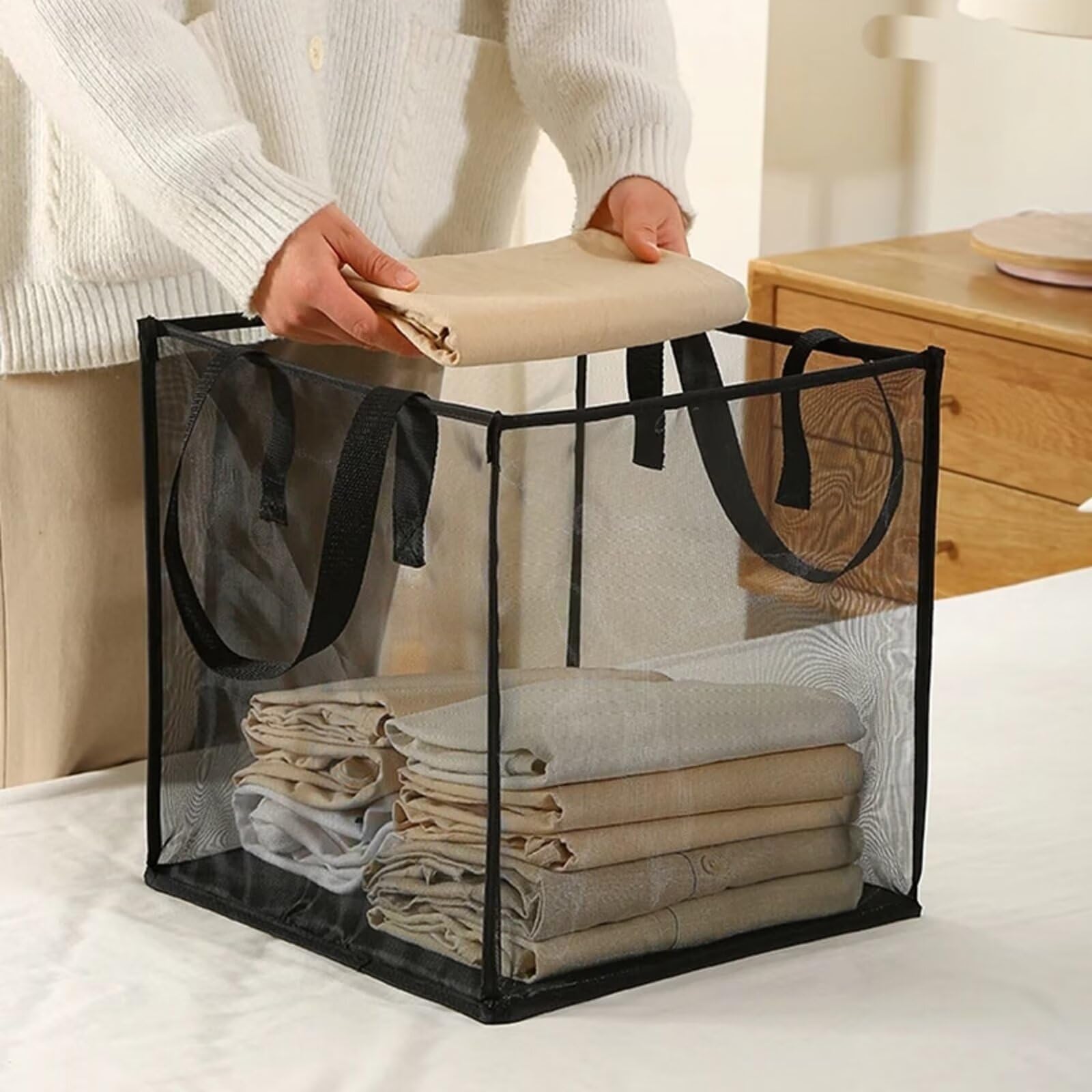 thumbnail image 2 of SOUJOY 4-Pack Pop-Up Laundry Hampers - Collapsible Mesh Baskets With Handles 2 of 11
