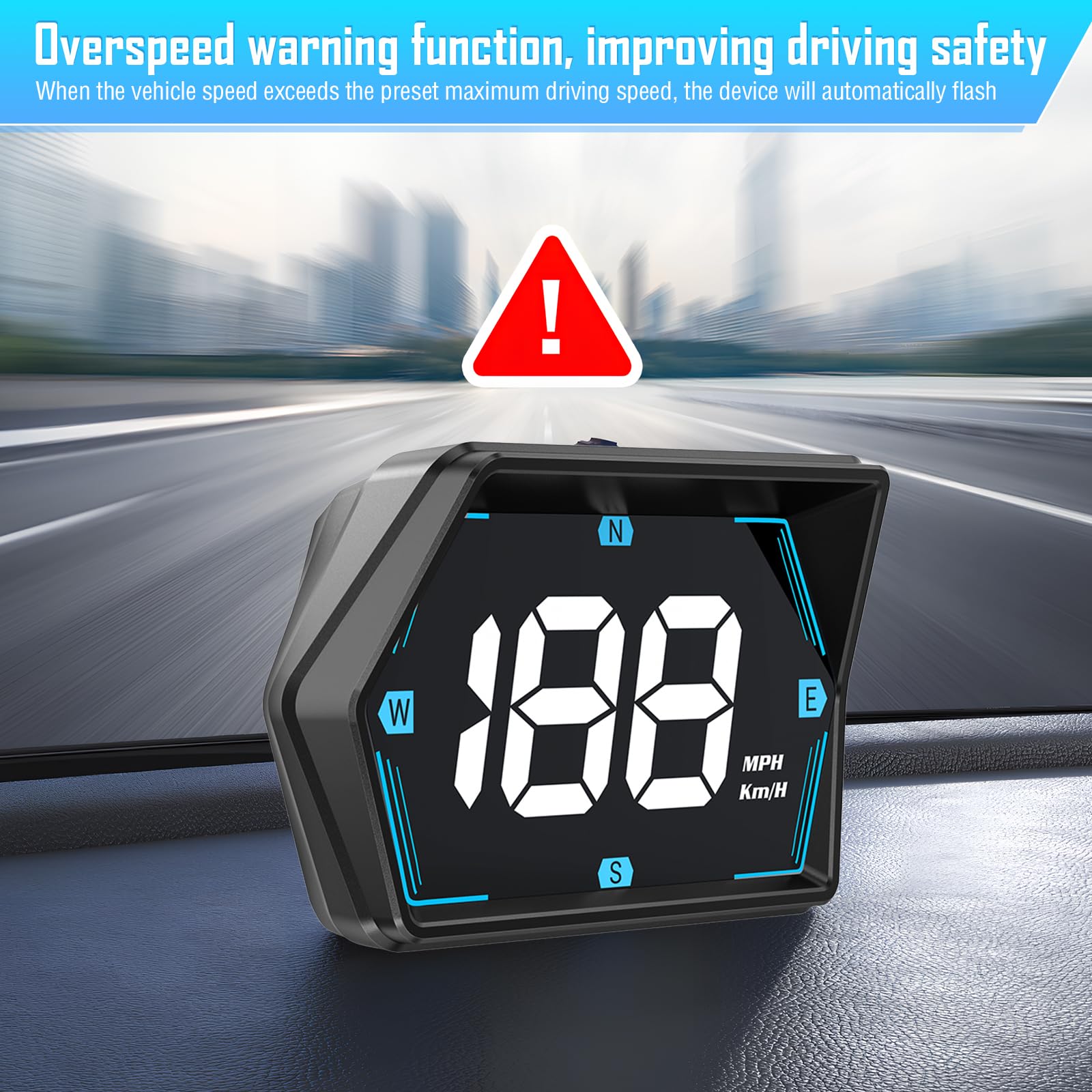 Shanrya HUD De Voiture, Compteur De Vitesse GPS Universel HUD Alarme De