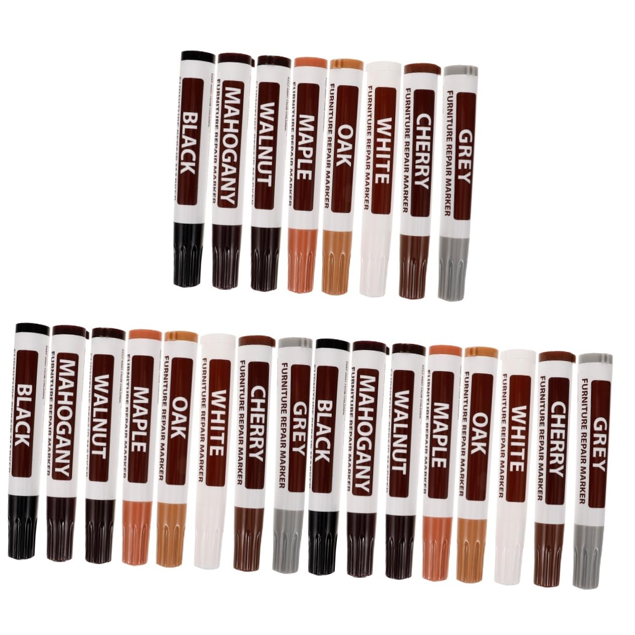 Kit de rénovation pour sols et meubles avec 24 stylos de retouche efface rayures bois