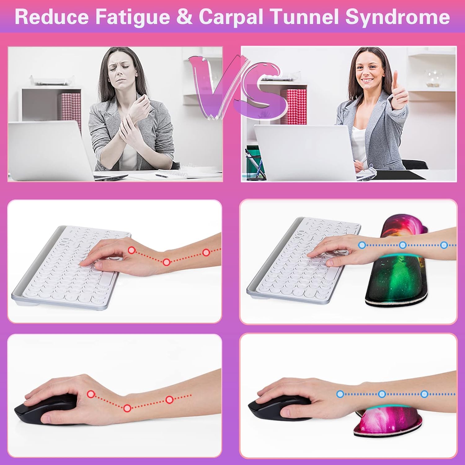 Canjoy Gaming Mouse Pad Set, 4-in-1 XXL Large Mouse Pad + Keyboard Wrist Rest Support+ Coaster, (35.4×15.7 in) Extended Desk Pad Memory Foam Non-Slip Desk Mat for Home Office - Image 5