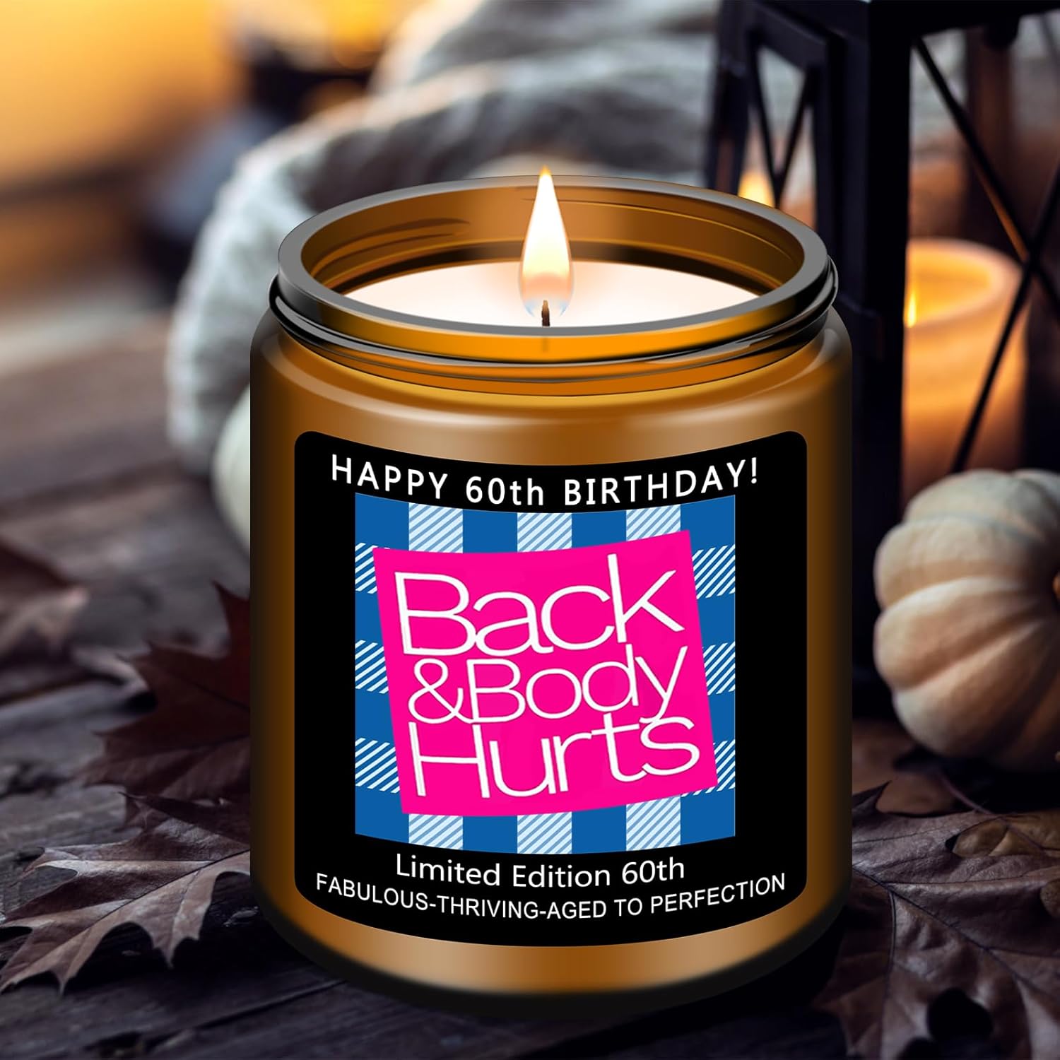 Homsolver 60th Birthday Gifts for Women Men, Happy 60th Birthday Decorations Candles Gift for Her Him, Funny 60 Years Old Ideas- Lavender Scented Candle - Image 3