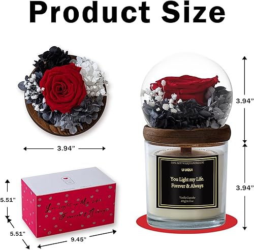 Miniatura 3 de U UQUI Velas de flores, regalos para el día de San Valentín para ella, regalos de rosas para el día de San Valentín para novia, velas para el día de