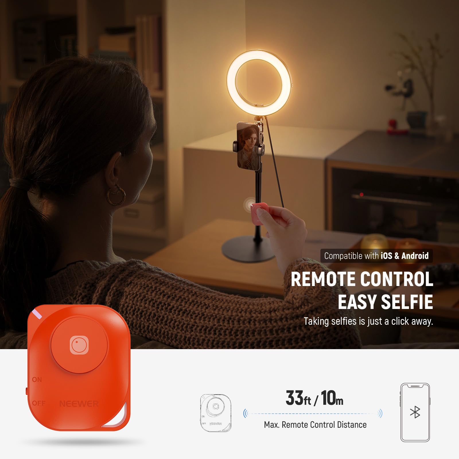 NEEWER 12 "24 W ad alta potenza scrivania anello luce con supporto/supporto telefono, LED Selfie Video conferenza illuminazione per iPhone Streaming Trucco Vlog Registrazione Computer Portatile Webcam