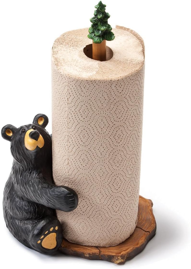 Big Sky Carvers Jeff Fleming Bearfoots Brawnie Bruin Bear Hugging Paper Towel Holder Home Décor