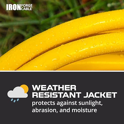 Miniatura 6 de Iron Forge Cable - Extensión amarilla iluminada para exteriores, 123 SJTW, resistentes, 5 longitudes a elegir