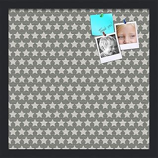 PinPix Decorative pin Cork Bulletin Board Made from Canvas, Retro Pattern Printed at 16x16 Inches and Framed in Satin Black (PinPix-385)