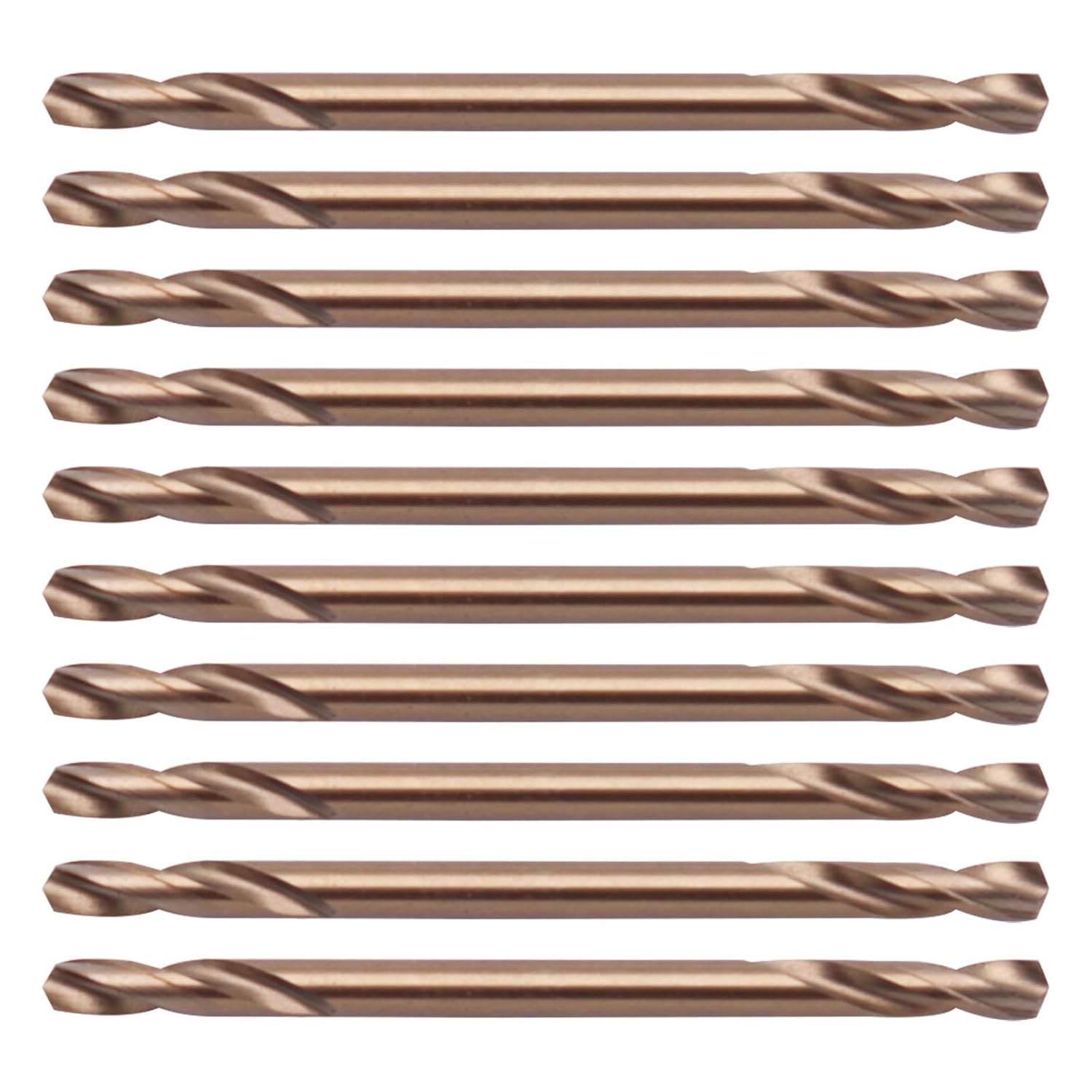 HSS Cobalt Drill Bit Double End 1/8”, M35 Stubby Body Twist Drill Bit Set for Hardened Metal, Stainless Steel, Iron, Plastic and Wood 10Pcs 3.2mm/0.125”