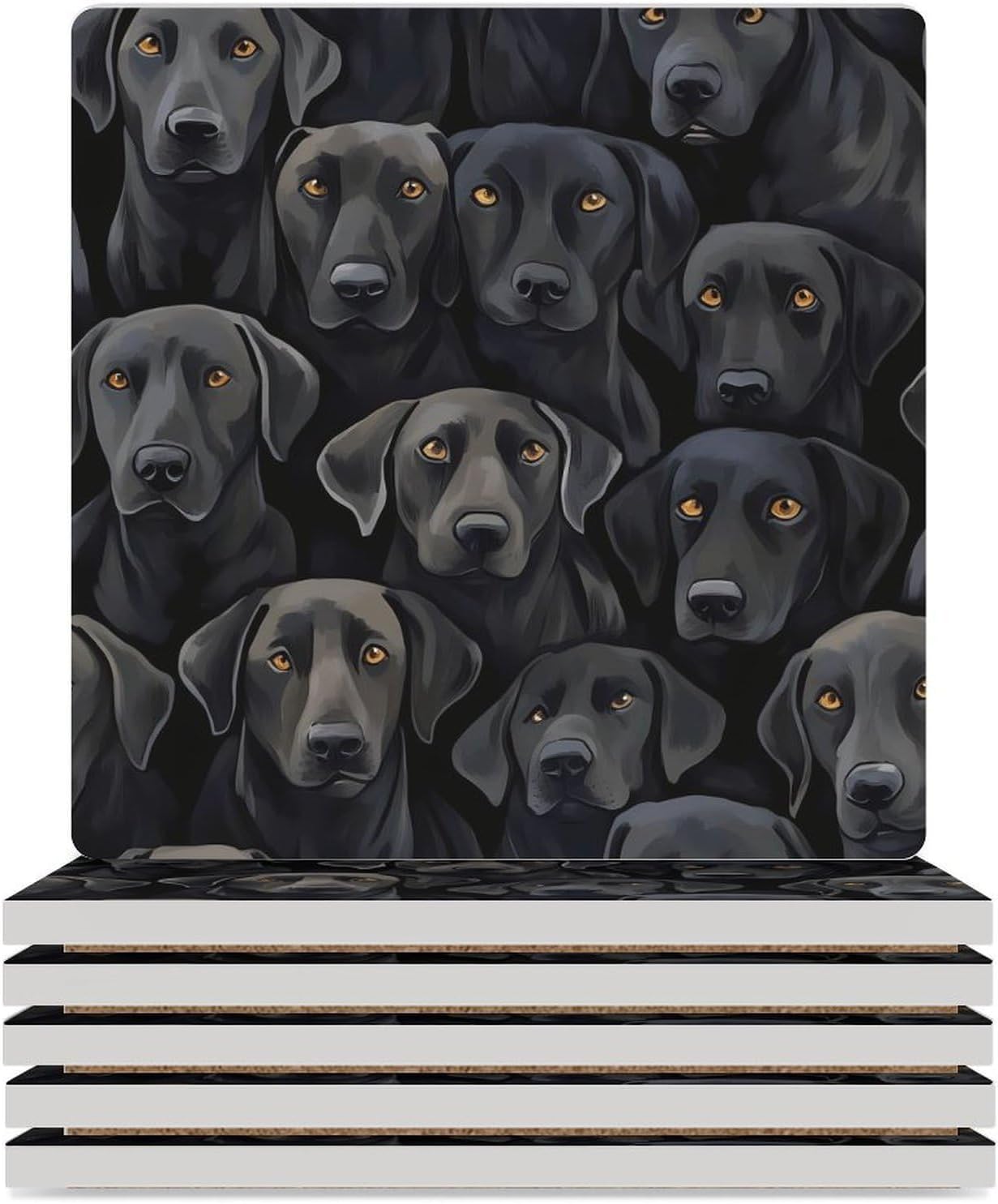 Labrador Lab Dogs Funny Ceramic Coasters for Drinks Absorbent Cup Holder Tabletop Protector with Cork Base