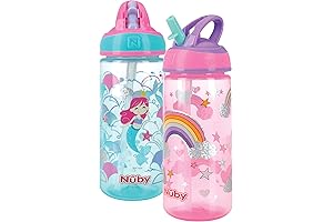 Nuby Iridescent On-The-Go Kids Water Bottles 2 Pack - 18 oz