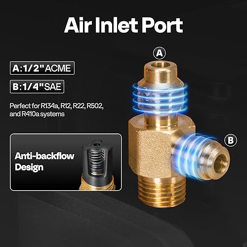 Miniatura 4 de VIVOHOME Kit de bomba de vacío de aire de paleta giratoria de una etapa de 3.5 CFM y medidor de colector de CA y báscula de peso de carga