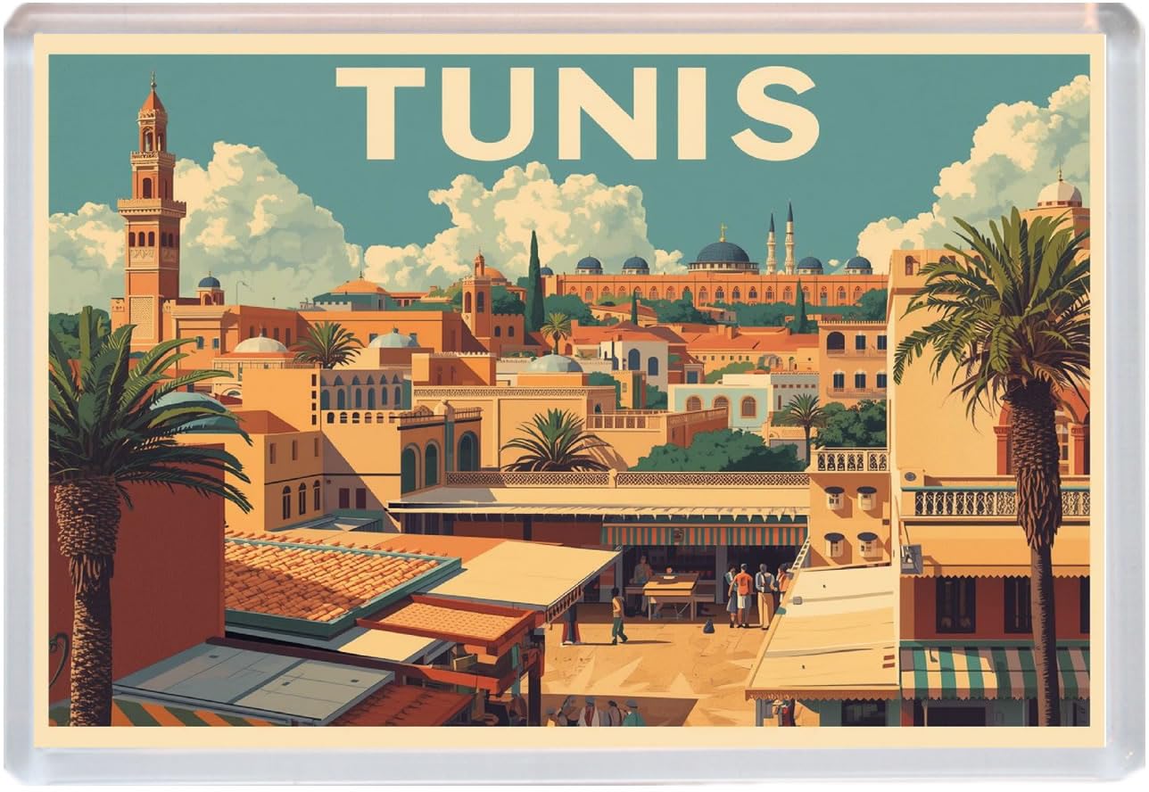 Baked Bean Store Multicolor Tunis - Tunisia - Jumbo Artistic Fridge Magnet 96 X 67Mm Bbsfhm2105