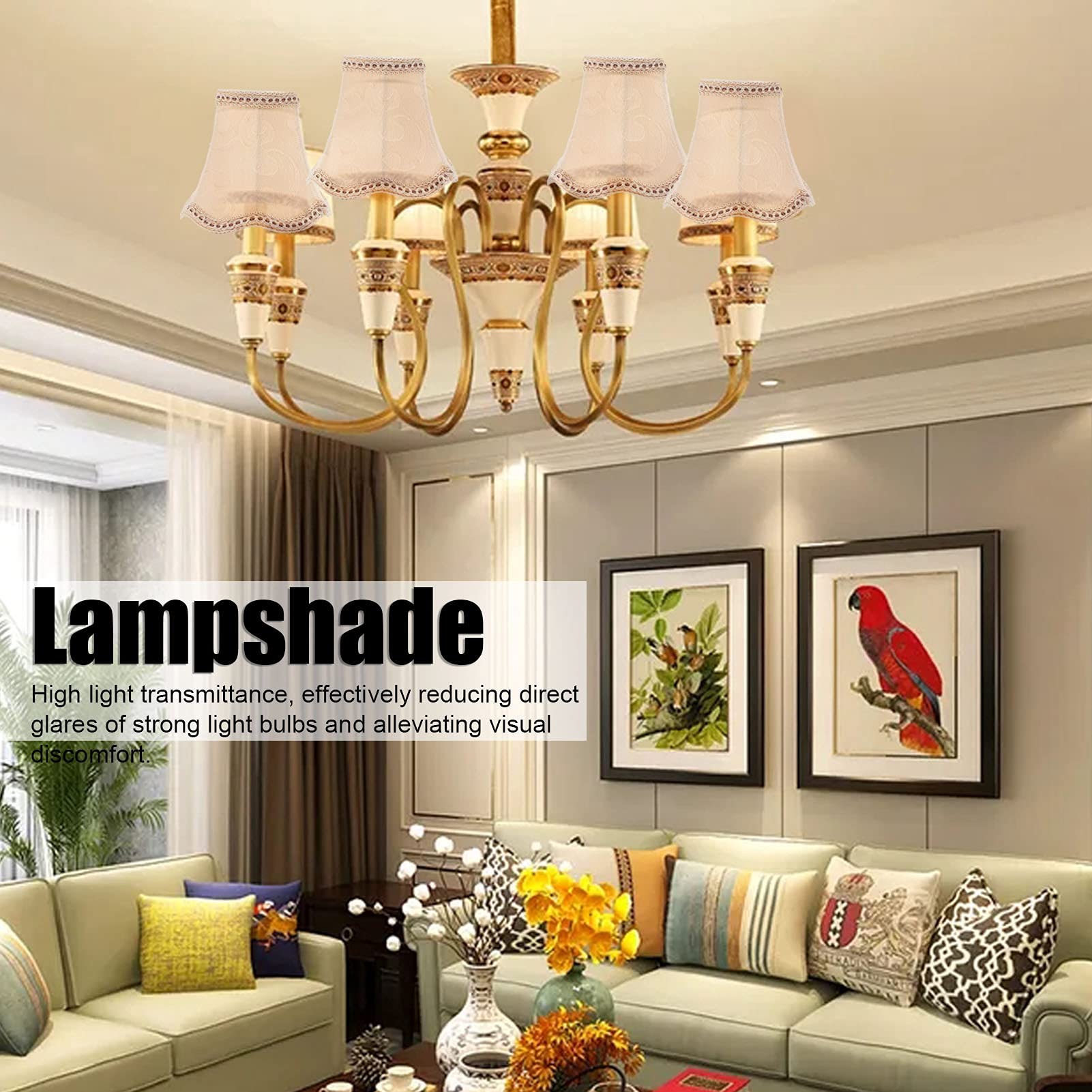 VBESTLIFE 3Pcs Wall Lamp Shade, Fabric Lamp Cover, Clip Type E14 Lampshade Modern European Style, for Hall Bedroom, Study - Image 3