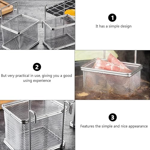 Miniatura 9 de Cabilock Colador de olla caliente de acero inoxidable de malla fina, cesta de alambre para freír colador lateral de olla caliente, cesta de filtrado