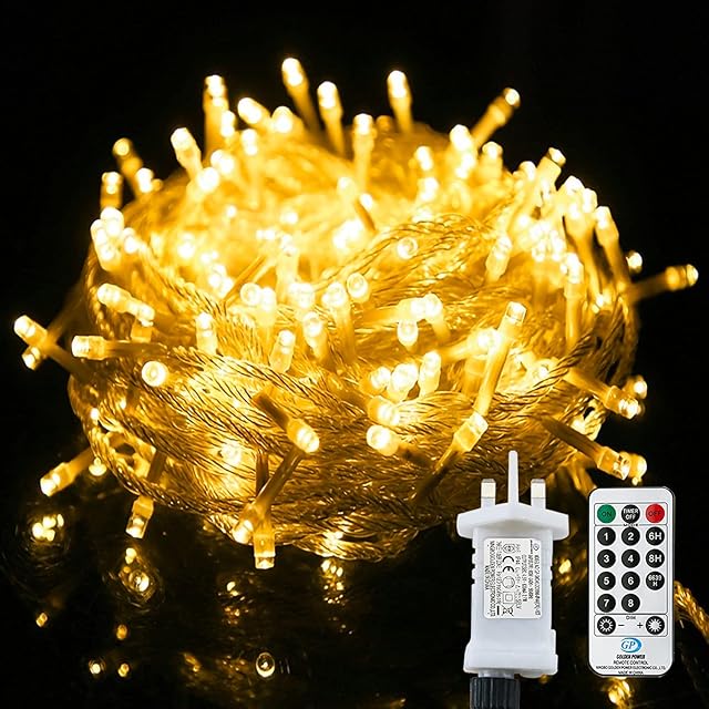 Useber Fairy Lights Plug In,23M 200LED,String Lights Mains Powered, 8 Modes Remote Control ,Indoor/Outdoor Christmas Lights ,Fairy Lights for Bedroom,Garden,Gazebo, Party, Wedding Decorations