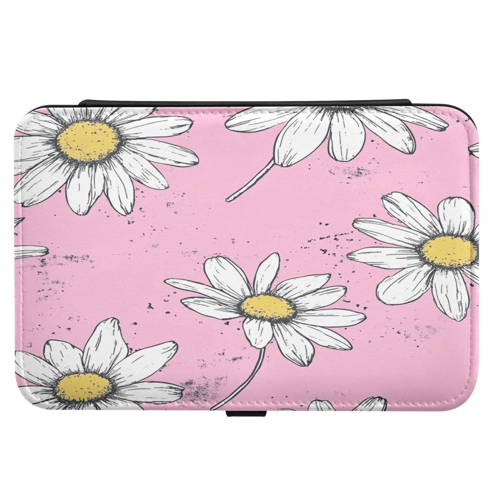 Haskirky Daisy Flower Jewelry Box Portable PU Leather Travel Jewelry Organize for Women Jewelry Storage Display Holder for Ring, Necklace, Earring