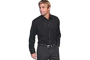 Traditional Gunfighter Floral Design Long Sleeve Western Scully Shirt