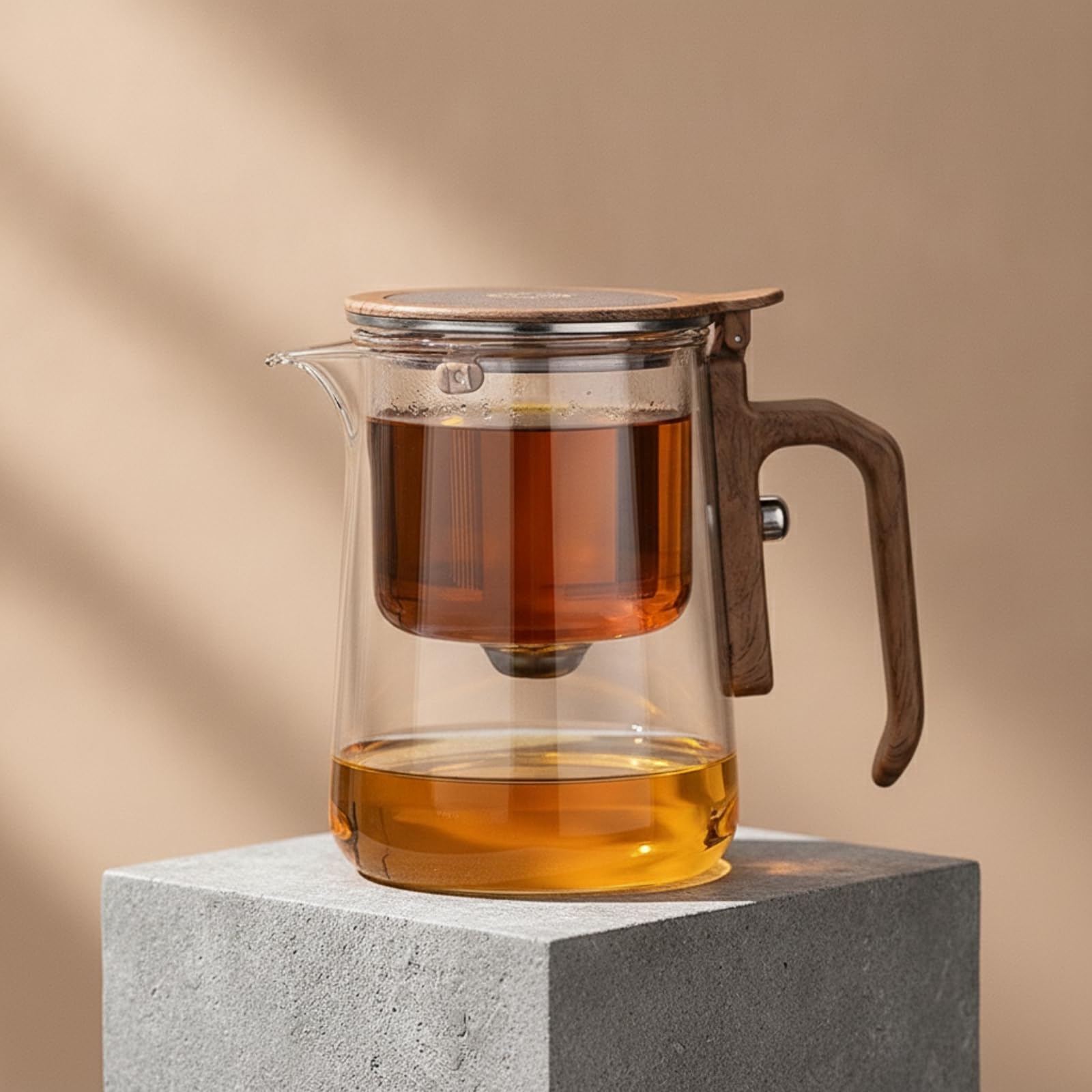 Teekanne Teekessel Teebereiter Teeglas aus Transparentem Borosilikatglas mit Einsatz Zum Trennen der Blätter für Sauberen Und Stärke für Zuhause Büro, Array, Silber, 600 Ml