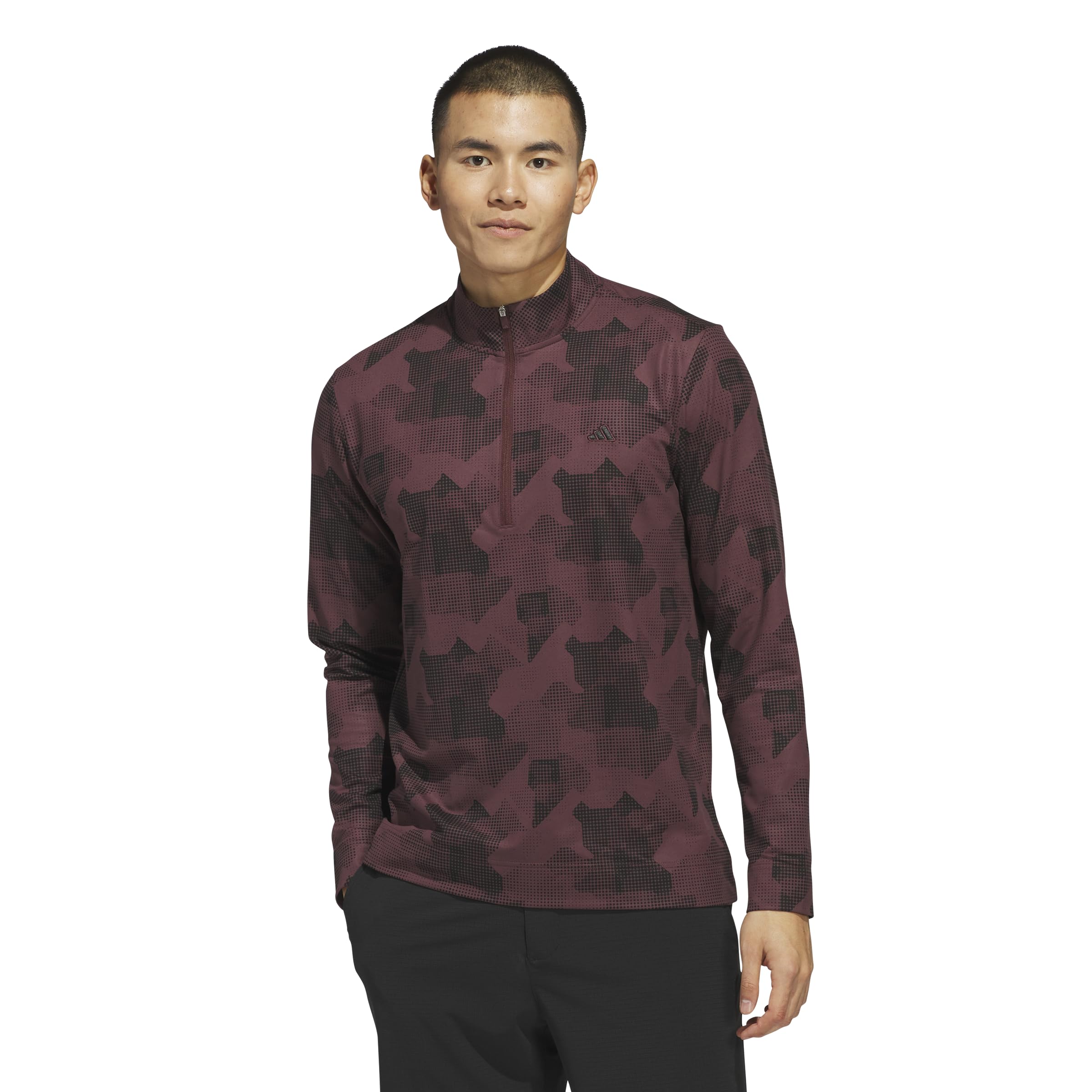 adidas Men's Go-to Printed Quarter-Zip Pullover, Aurora Ruby S25, Large