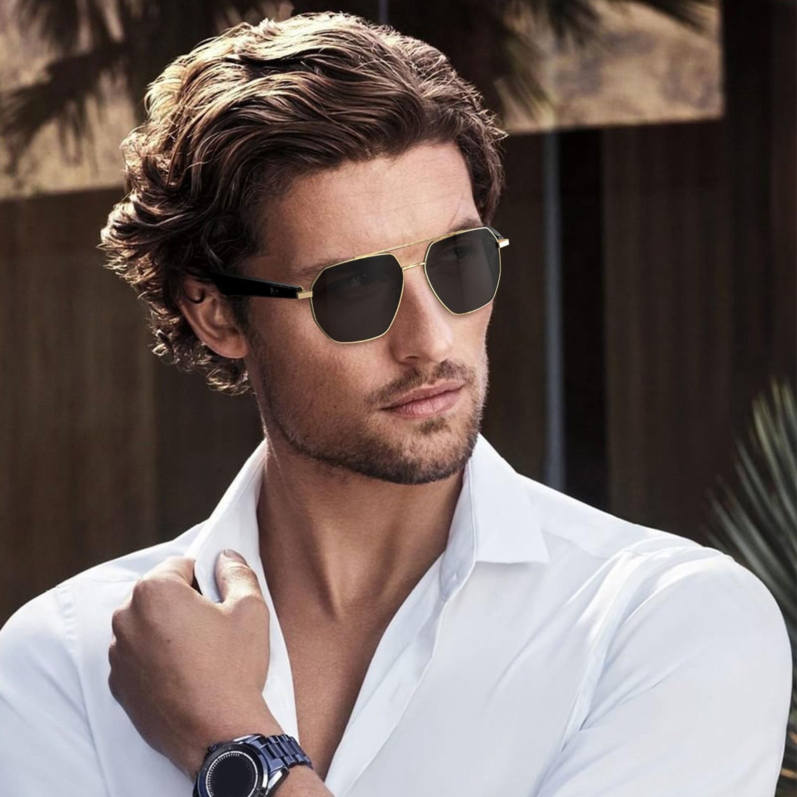 Yoidesu AI Translator Glasses Smart Sunglasses Wireless Headset with Real Time Translation 163 Languages Voice Control Music Playback for Travel Sports Outdoor Activities