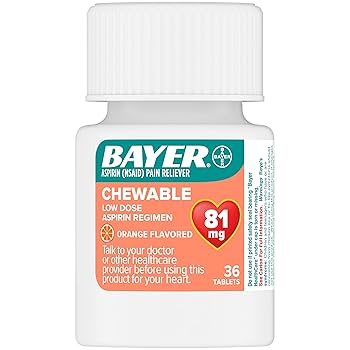Amazon.com: Bayer Chewable Low Dose Aspirin 81 mg Tablets 36