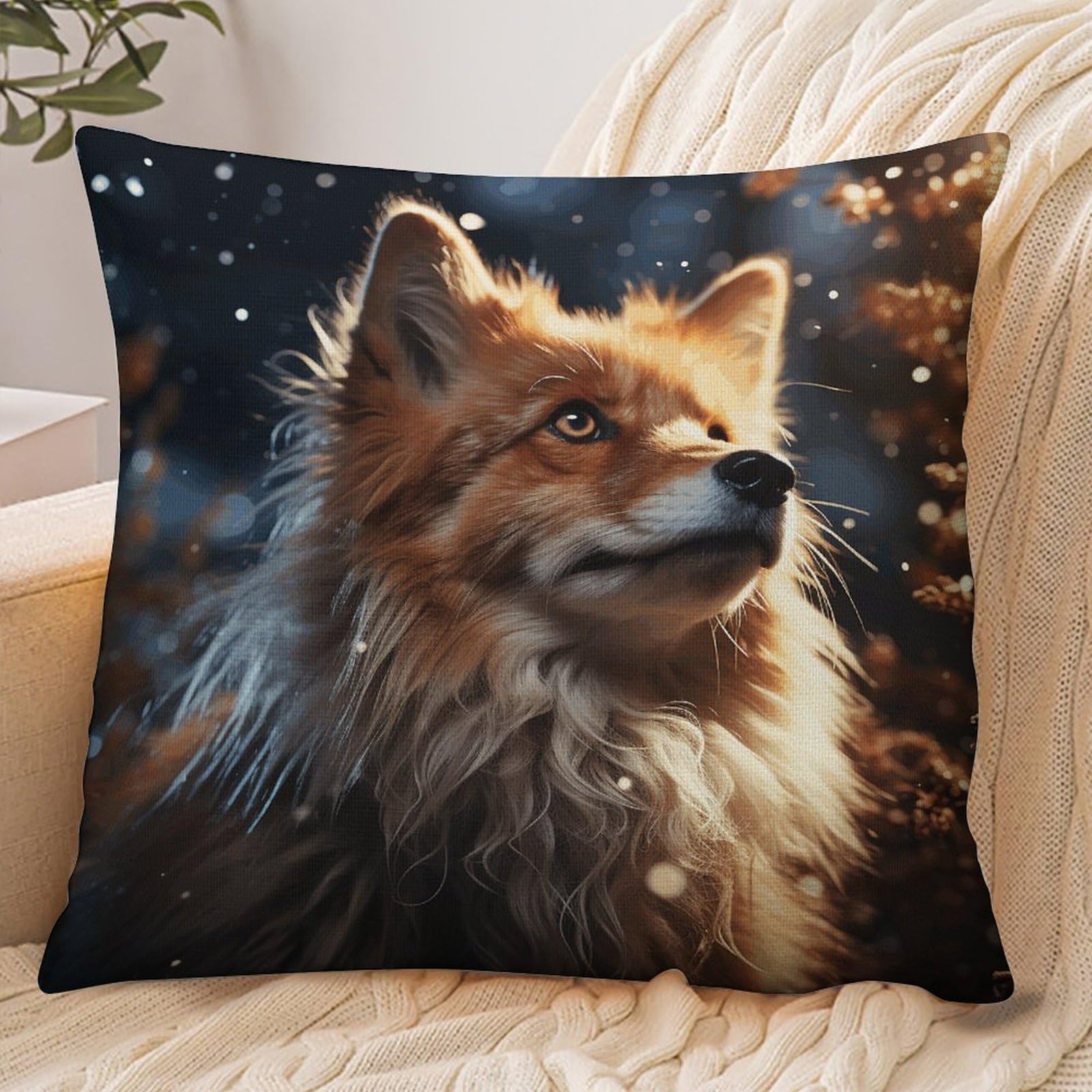 Fekiloot Style Fox Looking Up Pillowcase Pillow Sham Pillow Case