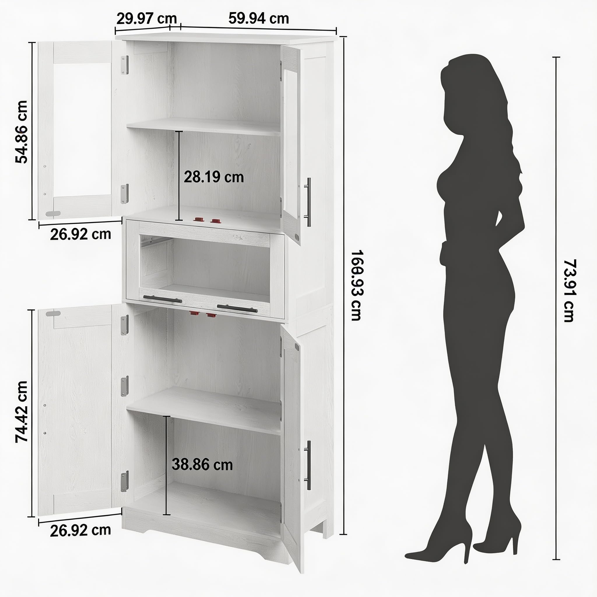 Garderobenschrank Hochschrank Mit 2 Türen, Eiche 61x30x170,5 cm