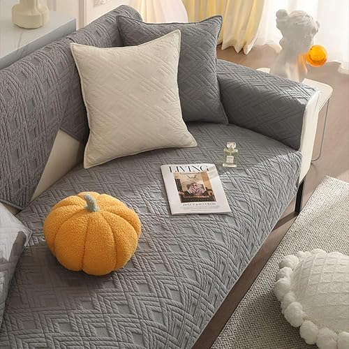 Miniatura 4 de vctops Funda acolchada geométrica para sofá modular de algodón, funda antideslizante en forma de L para niños y perros, respaldo y apoyabrazos,