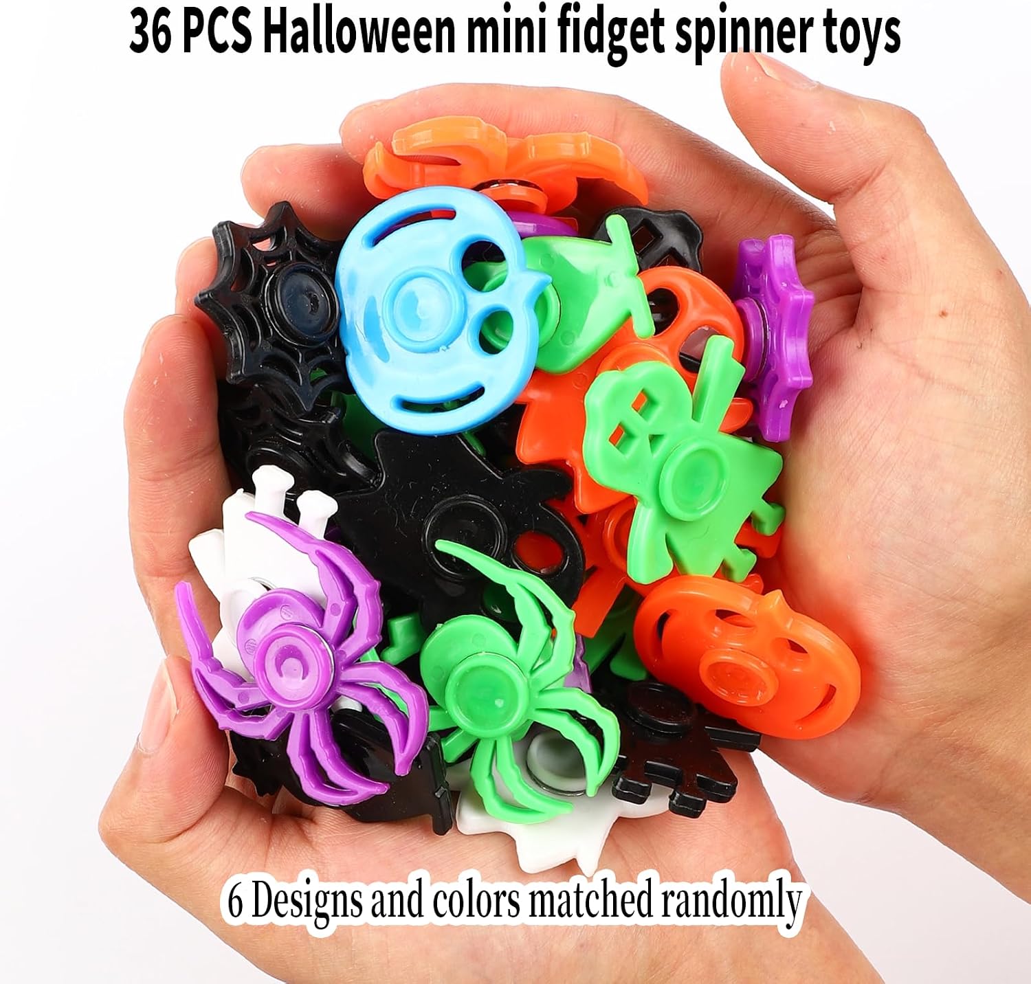 36 Pcs Halloween Fidget Spinner Toys, Mini Finger Spinners Bulk Halloween Party Favors Goodie Bags Stuffers Classroom Prizes for Kids image 4