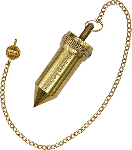 Miniatura 9 de Amazing Gemstone Péndulos de metal curativo para adivinación, oro Hanuman Mace Cámara abierta Acero Cobre Péndulo de alta energía Péndulo de bronce