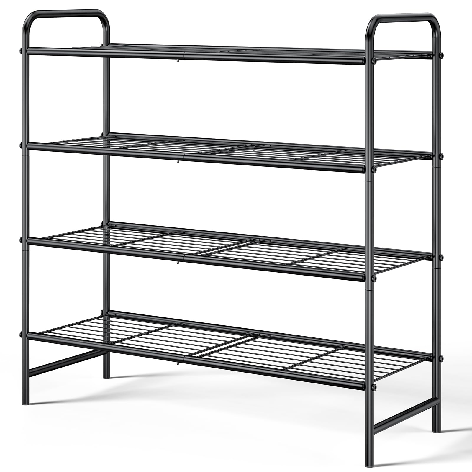 Kitsure Stainless Steel Shoe Rack Organizer, 25.6" Wide - 4 Tier, Black