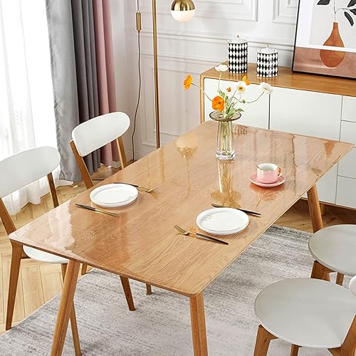 XFKJYXGS Protector de plástico transparente para mesa de comedor, mantel de escritorio, lavable, de plástico transparente, rectangular, de PVC,