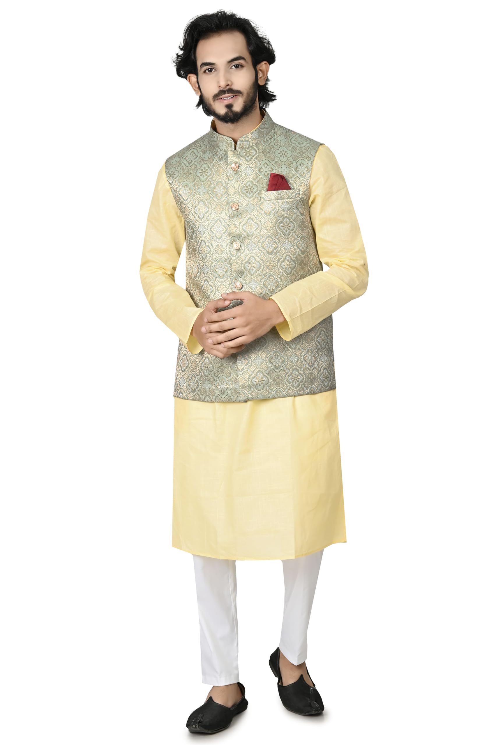 doorzi Men's Brocade Self-Textured Nehru Jacket-picture-35