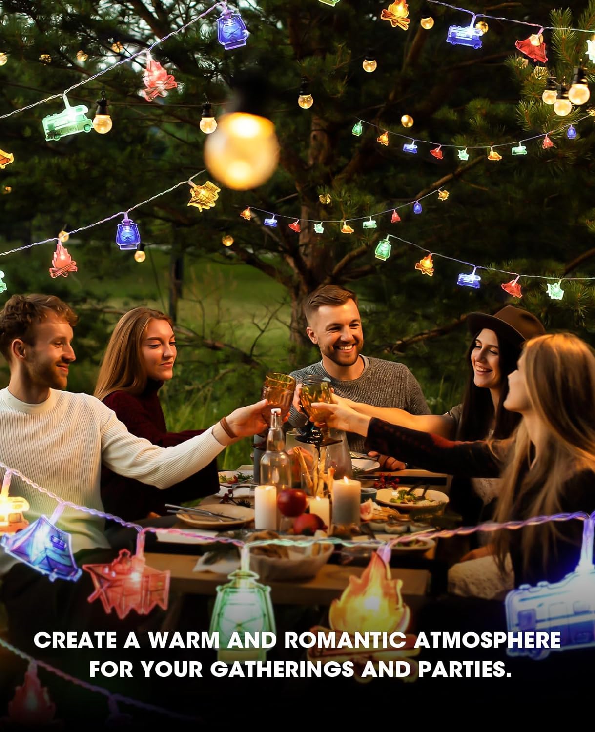 AceList 50 LED Camping String Lights - Battery and USB Operated, Mini Kerosene Waterproof Outdoor String Lights Perfect for Camping Decorations, Outdoor, Christmas, Party and Classroom