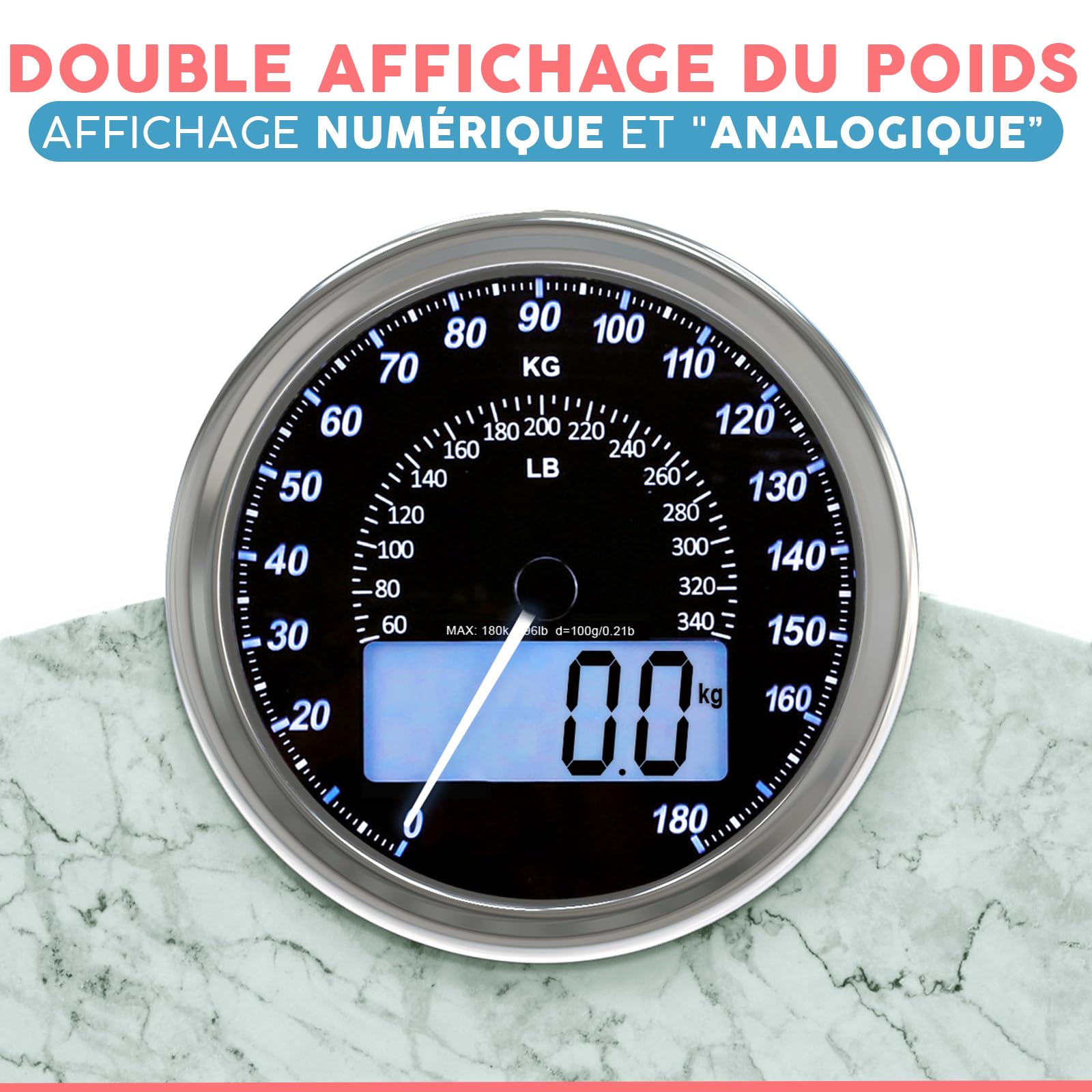 Hybrid Pèse-Personne - Analogique & Digital, Précis jusqu'à 180 kg