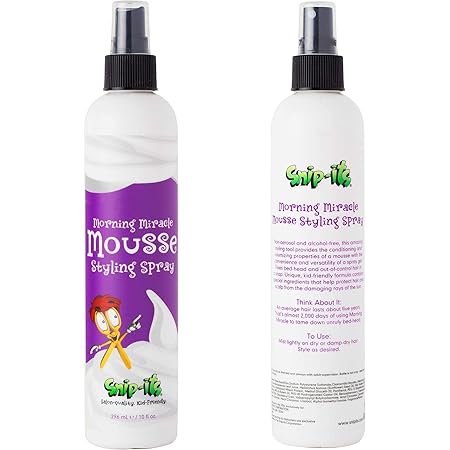 Snip-its Morning Miracle Natural Hair Mousse Spray 10oz | Light Hold Kids Hair Products - Tropical Smelling Kids Hair Gel Alternative for Unruly Curly Hair - Made in USA | Salon Quality. Kid Friendly