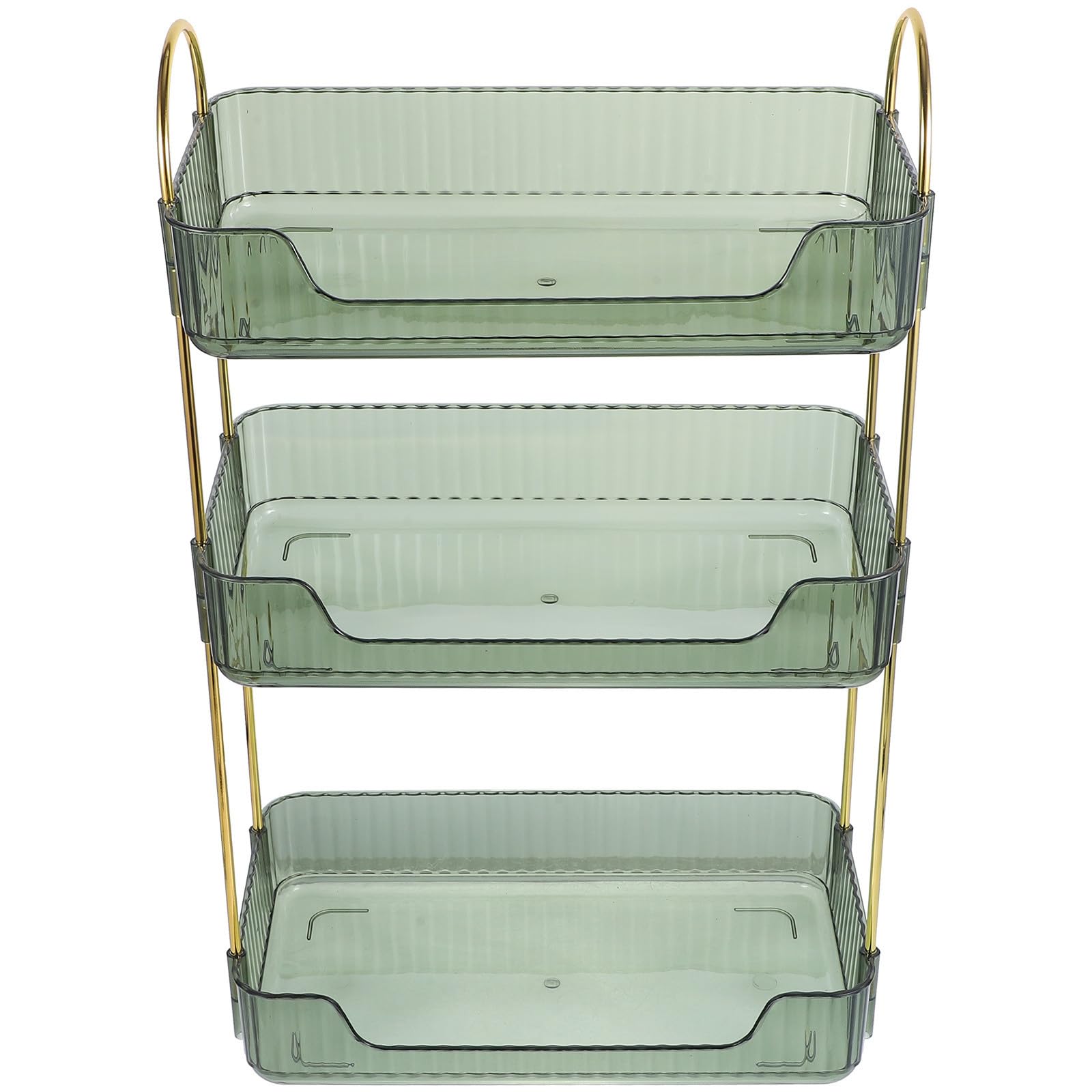 Étagère cosmétiques luxe en acier inoxydable vert et verre synthétique premium KICHOUSE