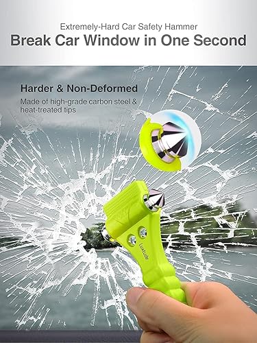 Miniatura 2 de Luxtude Rompeventanas de automóvil, rompevidentes, cortador de cinturón de seguridad para romper ventanas, herramienta de escape de automóvil,