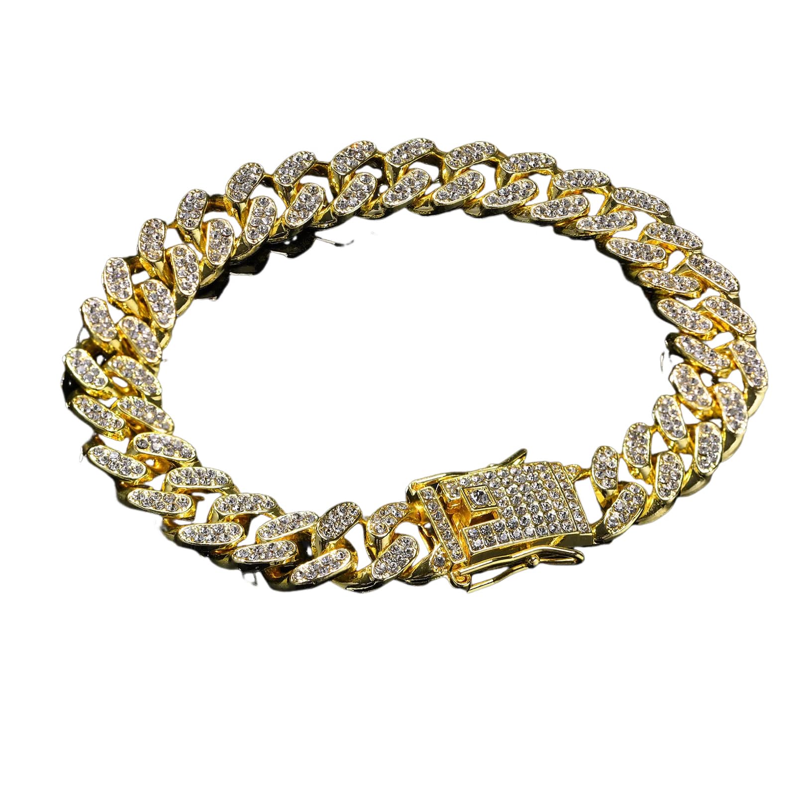Bracciali a Catena di Colore Oro per Gli Uomini, Braccialetto a Catena gourmette con intarsio Completo, Regali Hip Hop Rap