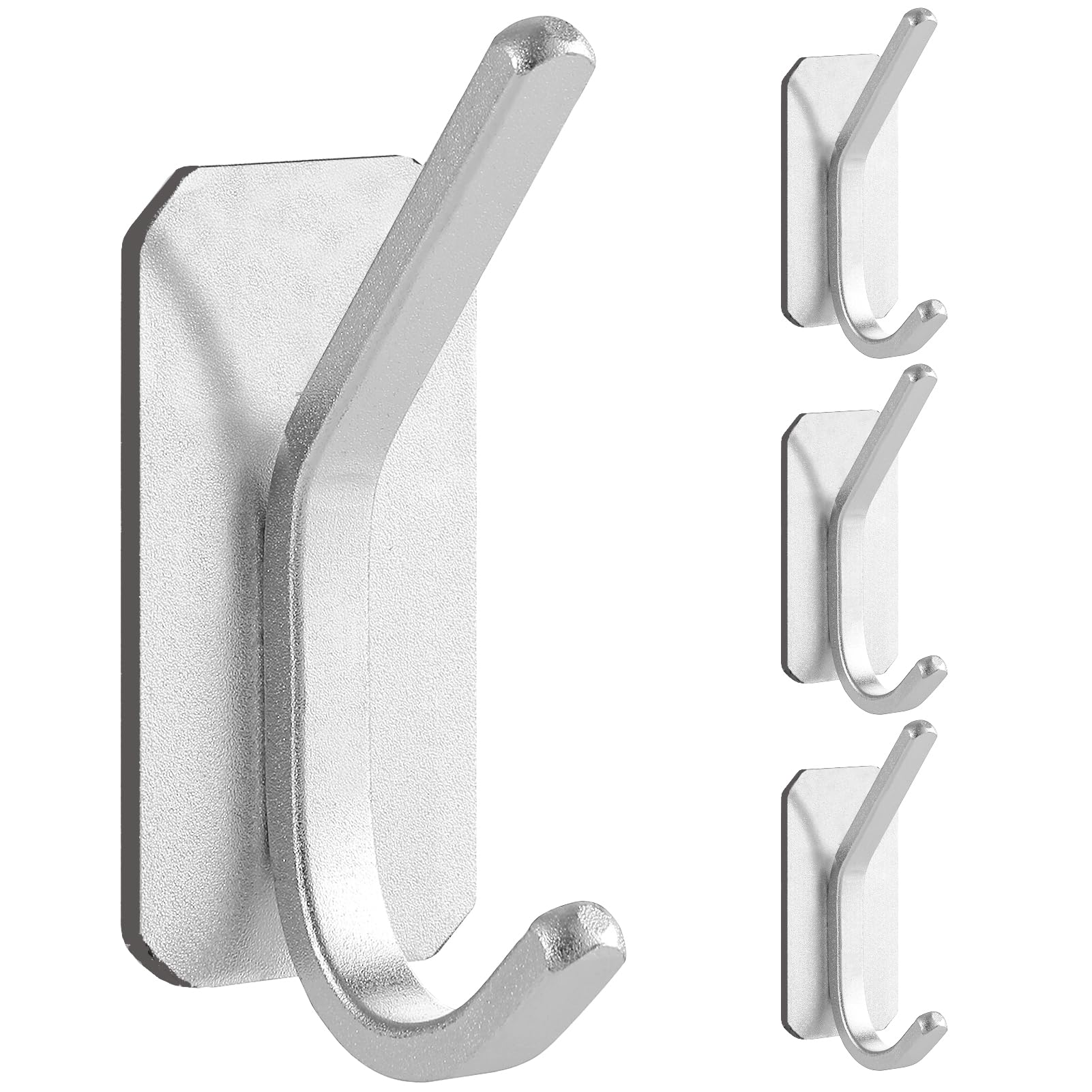 Paoli Heavy Duty Adhesive Wall Hooks, 30 lb Max Load Waterproof Hooks for Bathroom Towels Coats Bags, No Drill Damage-Free for Renters Apartment Dorm, White, 4 Pack